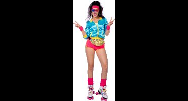 Wilbers & Wilbers - Jaren 80 & 90 Kostuum - Retro Jaren 80 Hotwheels Skater - Vrouw - Blauw, Roze - Maat 36 - Carnavalskleding - Verkleedkleding