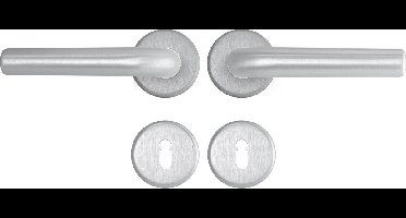 AXA Binnendeurbeslag set (Klik) Aluminium geslepen: Kruk (model L) op rozet met sleutelgat