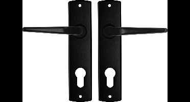 AXA Binnendeurbeslag set (Curve) Zwart: Kruk (model Duim) op schild met cilindergat PC72