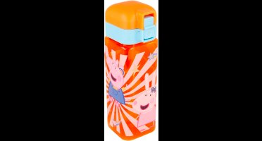 Peppa Pig vierkante drinkfles - drinkbeker met slot - 550 ml - 20 cm hoog