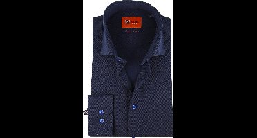 Suitable Knitted Pique Overhemd Donkerblauw (navy) - Maat 42 - Heren - Casual Shirt