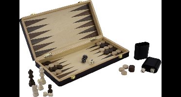Schaak & Backgammon Bord Opklapbaar – Essenhout & Walnoot – Luxe Houten Spel – Met Opbergcompartiment – 38,5 x 38,5 cm – Reis & Thuis editie – Engelhart Games