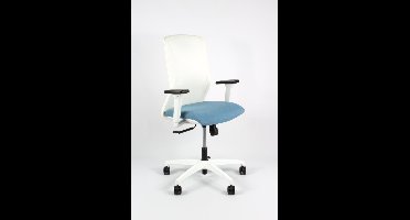 Linea Tekna White 01 - Bureaustoel - Ergonomisch EN1335 -Multi verstelbaar- Wit/Blauw