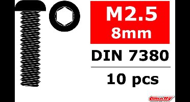 Team Corally - Staal schroeven M2.5 x 8mm - Laagbolkop binnenzeskant - 10 st