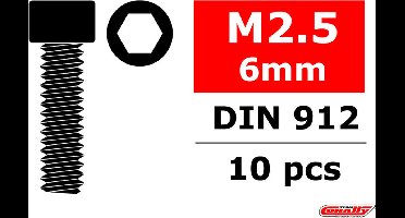 Team Corally - Staal schroeven M2.5 x 6mm - Cilinderkop binnenzeskant - 10 st