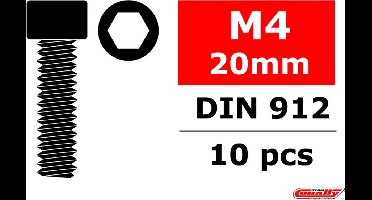 Team Corally - Staal schroeven M4 x 20mm - Cilinderkop binnenzeskant - 10 st