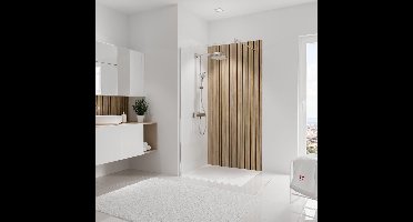 Schulte badkamer achterwand - Japandi - 100x210 - hout design - voegenvrij - zelf inkortbaar en zelfklevend - wanddecoratie - muurdecoratie - wandpanelen