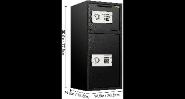 Mzshop - Geldkluis - Geldkluis met cijferslot - Geldkluis brandwerend - Kluis - Geldkluis met sleutel -