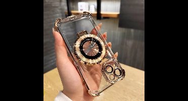 Anti-shock Magnetische hoesje met onzichtbare Ringstandaard - Geschikt voor iPhone 14 Pro - Goud