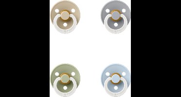 Bibs fopspeen 6-18 maand set 4 stuks Glow,Sage, Glow Cloud, Vanilla Glow en Glow Baby Blue maat 2