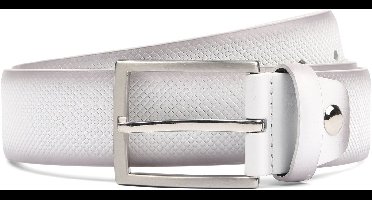 Suitable Riem Structuur Leer Wit - Maat 105 - Heren leren broekriem / broeksriem - Ceintuur - Riem formeel