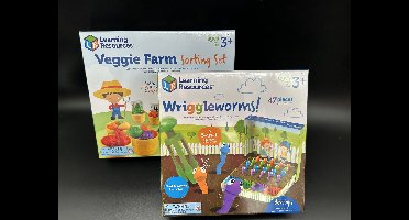Voordeelset: Motoriek! Veggie farm & Wriggle worms (groenteboer sorteerset en kronkelwormen)