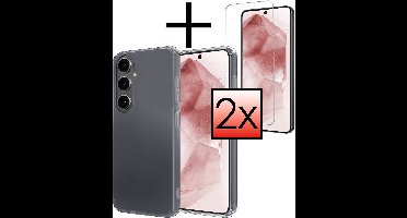 Hoesje - Met 2x Screenprotector - Geschikt voor Samsung Galaxy A56 - Sterk & Shockproof - Back Cover - Siliconen Case - Telefoon Hoes - Transparant