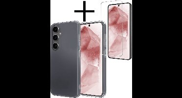 Hoesje - Met Screenprotector - Geschikt voor Samsung Galaxy A56 - Sterk & Shockproof - Back Cover - Siliconen Case - Telefoon Hoes - Transparant