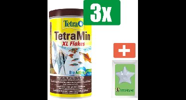 Tetra Tetramin xl bio active vlokken 500 ml - 3 stuks - Vissenvoer - Aquarium - Inclusief PetsHome Zuurstofsteen