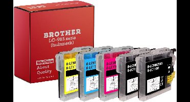 5-pack | Geschikt voor Brother LC985 XL Inktcartridges - 2x Zwart - 1x C, M & Y - Geschikt voor MFC/DCP J125 - J140W - J315W - J515W -J220 - J265W - J410 - J415W