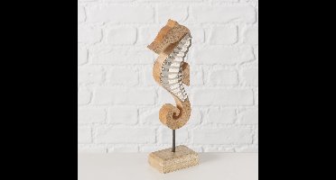 Zeepaard - Bruin - Zilver- 27cm - Decoratie -Maritiem - Aluminium - Mangohout.