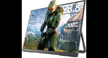 Draagbare Monitor 23,8 Inch 100Hz UPERFECT Mobiel Display Met Geïntegreerde Standaard 1000:1 Full HD IPS-Scherm Standaard HDMI USB C Voor PC Laptop Spelcomputer - Metalen Behuizing VESA-Compatibel