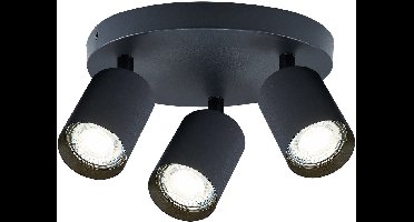 Integral Plafondspot Siena Mat Zwart Rond voor 3x GU10 lamp (niet meegeleverd) | 3x GU10
