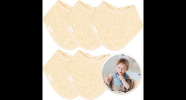 Funnies Bandana Slabbetjes 5 Stuks Beige - Set van 5 Zachte Slabbetjes - Kwijldoekjes - Spuugdoekjes - Gemaakt van 100% Katoenen Badstof - Absorberend, Zacht en Makkelijk Wasbaar - Ideaal voor Baby’s bij Voeden, Kwijlen en Spugen