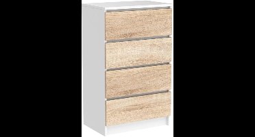 ApexArte® Dressoir Kasten - Ladekast - Buffetkast Industrieel - Hout - Natuurlijk en Wit