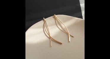 Gading® Dames oorbellen-goudkleurig lange oorbellen met 2 bogen-67mm-zilver 925