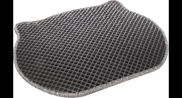 Flamingo Kattenbakmat Matz Grijs – 50 cm L x 40 cm B x 1.3 cm H,Antislip, Waterdicht - Honingraatstructuur - Uitloopmat - Placemat Kat - Schoonloopmat Kattenbak - Kattenbak Accessoires - Katten Grit Opvanger - Katten Mat