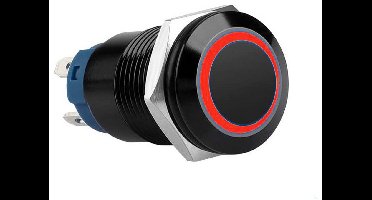 Push schakelaar rode verlichting - 16mm- met socket