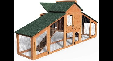 ApexArte® Kippenhok - Kippenren - Kippenhok met Ren - Konijnenhok - Konijnenren - Hout