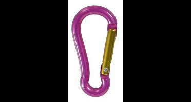 Karabijnhaak Brandweerman 8mm aluminium roze