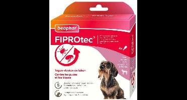 2x Beaphar Fiprotec Anti Teken- en Vlooiendruppels Hond 2 - 10 kg 4 stuks
