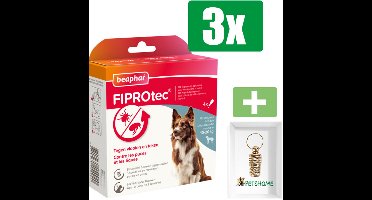Beaphar Fiprotec Vlooien- en Tekenmiddel Hond 10-20 kg - 4 Pipetten - 3 Stuks - Inclusief PetsHome Goudkleurige Adreskoker