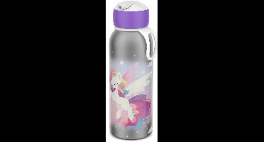 Mepal Isoleerfles flip-up Campus - 350 ml - 12 uur koud / 4 uur warm - Drinkfles met rietje voor kinderen - Unicorn Glow