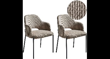 BELIANI RATON - Eetkamerstoel set van 2 - Taupe - Corduroy