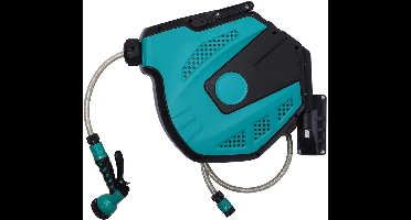 Zylo® Wandslangenbox - Compacte Slanghaspel - Draaibare Slanghaspel - Groen en Zwart - 44cm x 225cm x 41cm