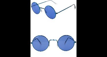 6x Hippie Uilebril flower power Blauw glas