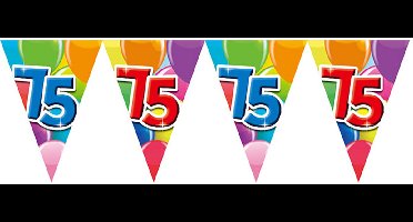 12x Vlaggenlijn 75 jaar 10 meter dubbelzijdig bedrukt - Verjaardag Feestje Vlag Vlaggen Versiering Slinger Feestdecoratie Decoratie