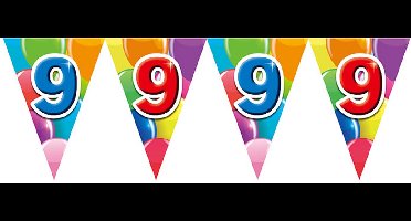 12x Vlaggenlijn 9 jaar 10 meter dubbelzijdig bedrukt - Verjaardag Feestje Vlag Vlaggen Versiering Slinger Feestdecoratie Decoratie