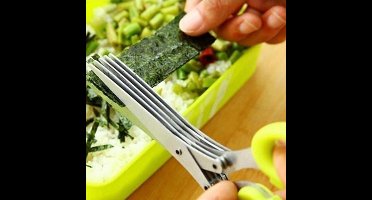 *** Kruidenschaar - RVS - Groen - 5 bladen Kruidenschaar - RVS - Groen - 5 bladen - Voor perfect geknipte kruiden - Koken Keuken van Heble®***