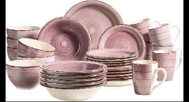 ApexArte® Serviesset 6 Persoons - Serviessets - Bordenset - Chique Bordenset - Porselein - Lichtroze