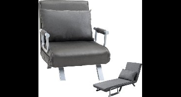 Livista 3-in-1 Uitklapbare Slaapstoel Belastbaar Tot 100 kg Grijs- Inklapbare Slaapbank Met Verstelbare Rugleuning - Modern Design Logeerbed - Slaapfauteuil