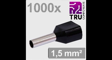TRU COMPONENTS TC-13377236 Dubbele adereindhulzen 1.5 mm² Deels geïsoleerd Zwart 1000 stuk(s)