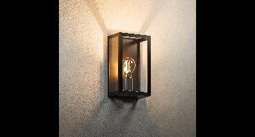 HOFTRONIC Stella - Smart Wandlamp - WiFi + Bluetooth - Mat Zwart - Filament - Warm Wit tot Koud Wit - Dimbaar via Smartphone, Bedienbaar via stem - IP54 Waterdicht - Geschikt als Wandlamp Buiten, Wandlamp Badkamer en Binnen