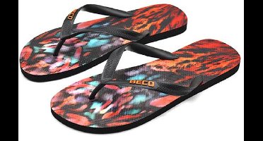 BECO heren teenslippers - zwart/multi color - maat 40-41