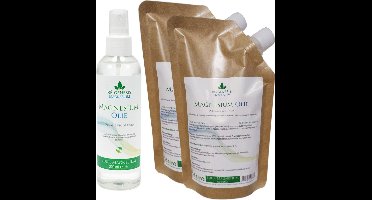 Magnesiumolie 2x400 ml navul stazak en 200 ml spray van Ré-genesis - Magnesiumspray Magnesiumchloride Spierolie voordeelpakket