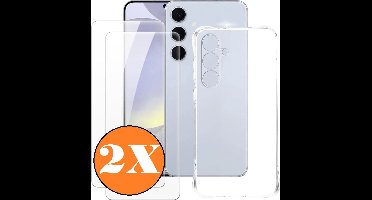 Hoesje geschikt voor Samsung Galaxy S25 Plus Hoesje transparant - Anti Shock silicone hoesje Galaxy S25 Plus / S24 Plus case met 2 Pack Screenprotector tempered glass voor Samsung S25 Plus/S24 Plus