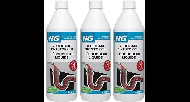 HG Vloeibare ontstopper 3 stuks + Gratis KwastenDiscounter handschoenen