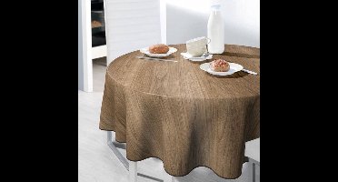 BONITA - Tafelzeil - 160 cm rond - 21X/03 - Bruin - Houtlook - Met bies