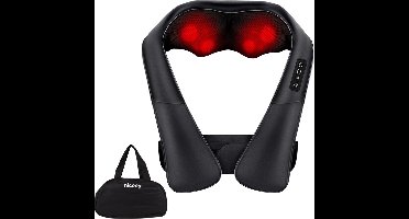 Niceey Shiatsu Massagekussen - Massage apparaat - Nekmassage apparaat - Verwarmd Nek en Rug massageapparaat - Infrarood - Met Draagtas - Zwart