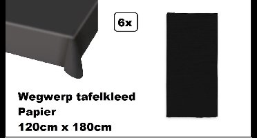 6x Wegwerp tafelkleed papier zwart 120cm x 180cm - Thema feest Halloween festival thema feest evenement gala